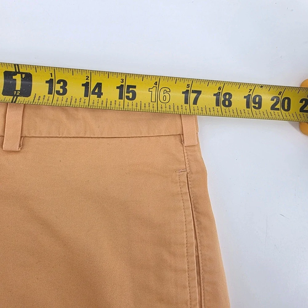Peter Millar Mens 34 Cotton Flat Front Chino Shorts Orange Apricot Golf Casual